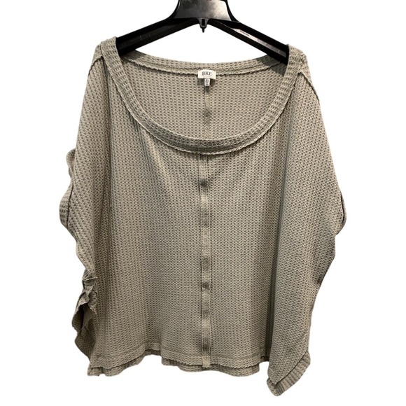 BKE Waffle Knit Oversized Center Seam Front Top Dusty Green XL - Picture 2 of 8